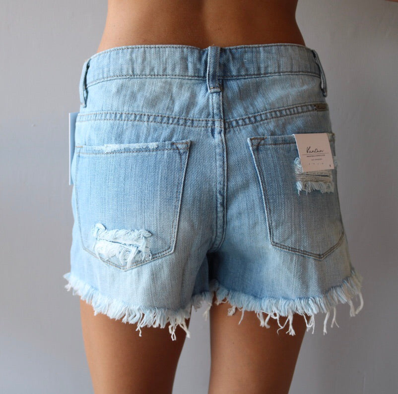 Lt Blue SPLENDID HiRise Distressed Jean Shorts