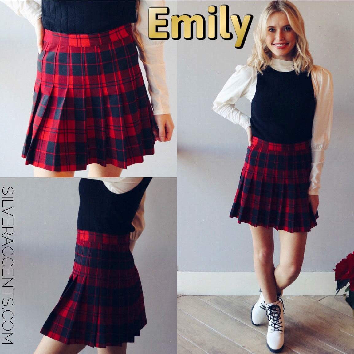 LoveTree! EMILY Plaid Pleated Skirt