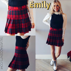 LoveTree! EMILY Plaid Pleated Skirt