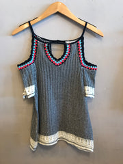 THML Crochet Trim IMAGINATION Cold Shoulder Knit Top