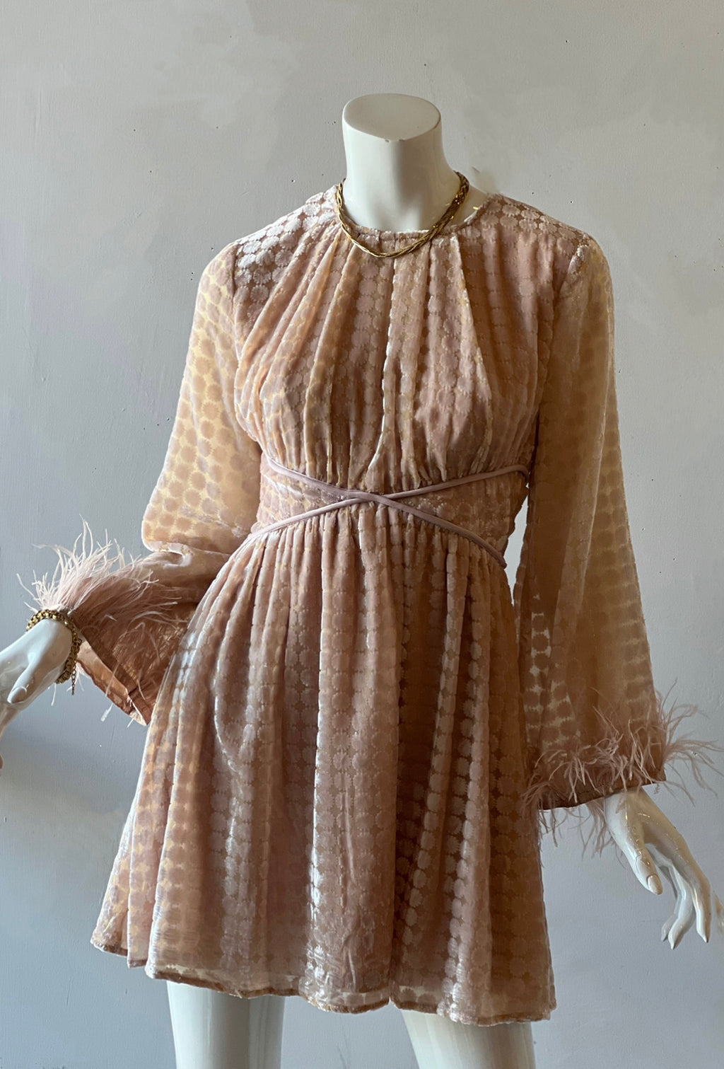 *Velvet DWELL Embossed Fur Trim Sleeve Dress