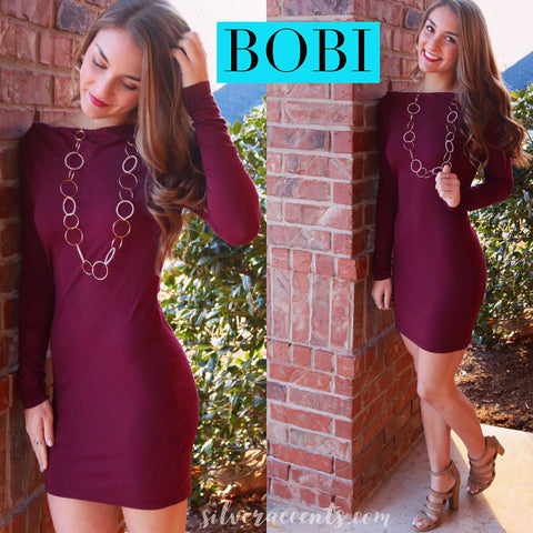 BOBI Modal Jersey RENOWN CowlNeck LongSleeve Dress