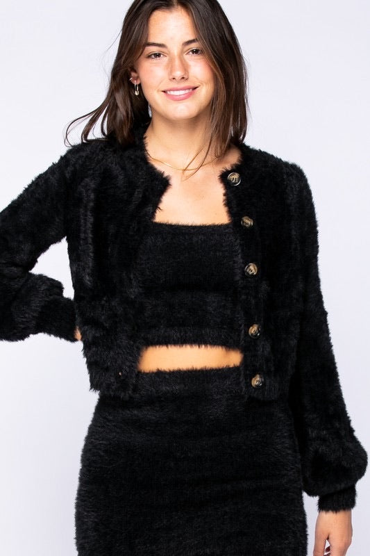 Skylar & Madison COZY FuzzyKnit Cardigan Sweater