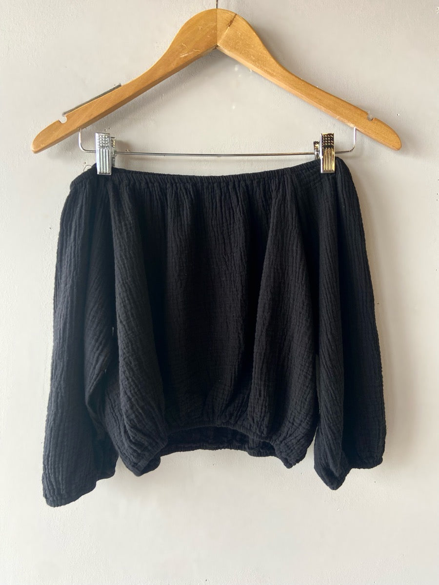 BOBI Elastic Boat~Neck HUDDLE Gauze Top