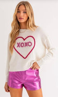XOXO Tinsel Heart Sweater Top