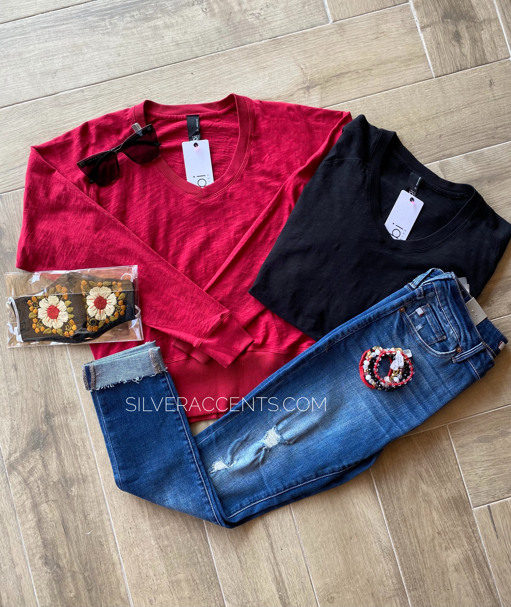 BOBI Slub Jersey ASSERT V-Neck WaistCrop Top