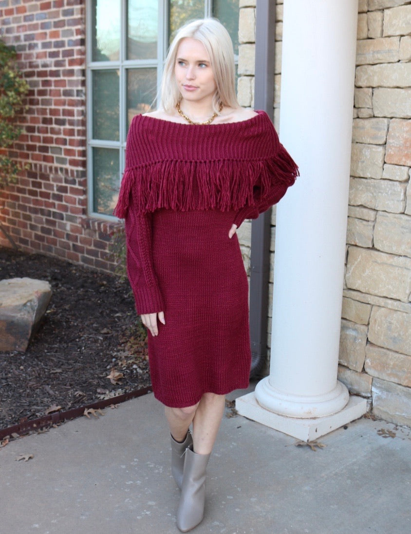 Blue B BENTLEY FoldOver Fringe Sweater Dress