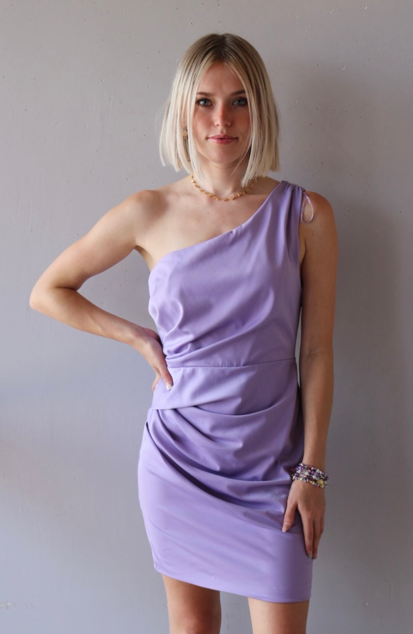One Shoulder SISTERHOOD Pleated Dress