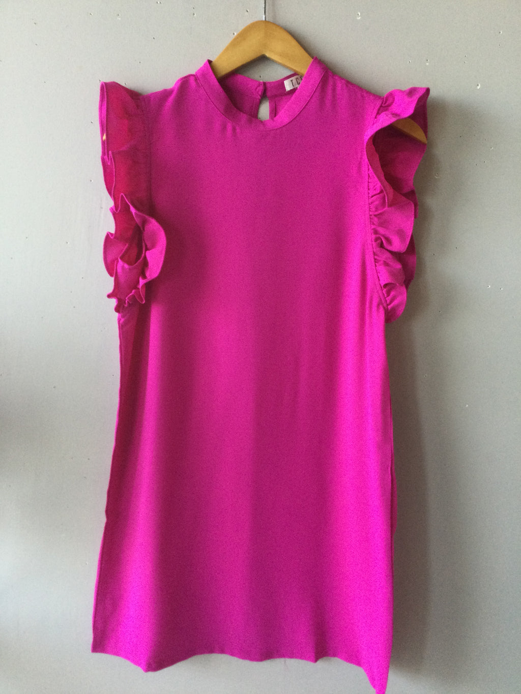 CHIME IN Ruffled Sleeve High Neck Dress