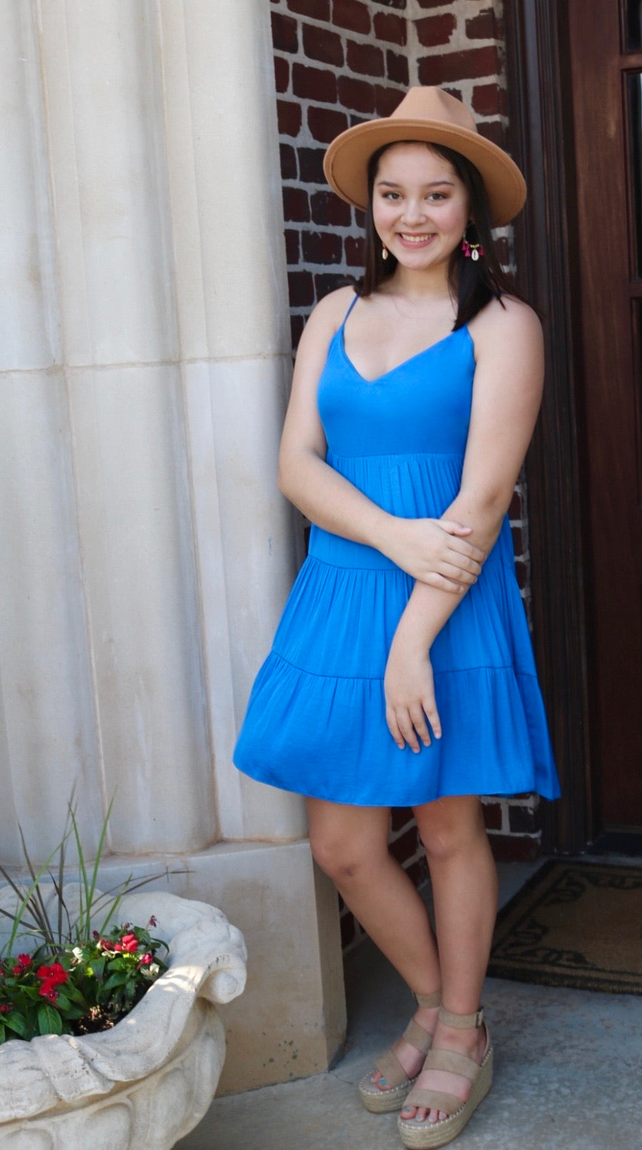 PROSPERITY Tiered CamiStrap Flare Midi Dress