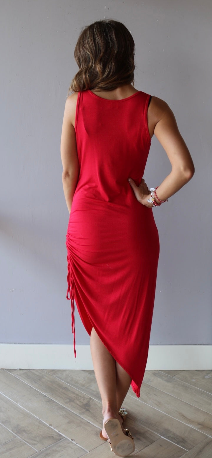 BANNER Side Ruching Jersey Midi-Dress