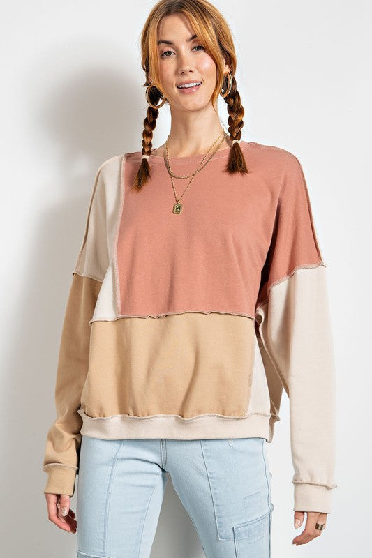 PERCH ColorBlock Stitch Detail Top