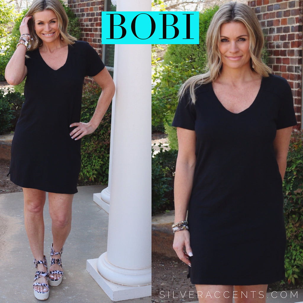BOBI V-Neck BOURNE RawHem T-Shirt Dress