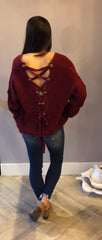 REARVIEW LaceUp Back Tunic Sweater Top