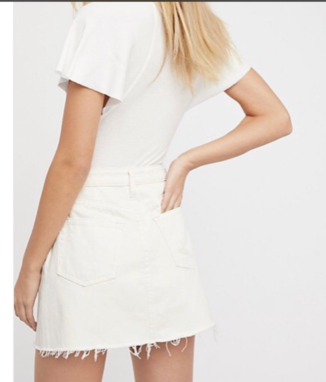 FREE PEOPLE Denim Frayhem A-Line Skirt