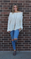 BASKING OffShoulder CableKnit Sweater Top