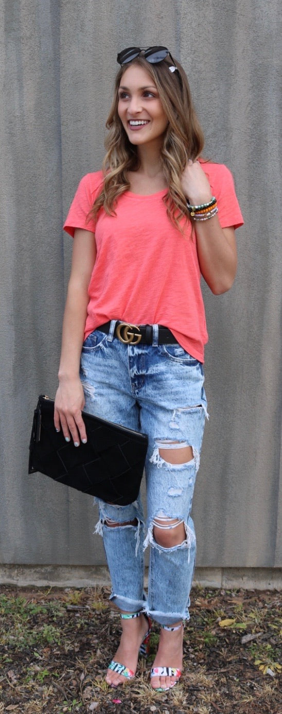 BOBI Slub Jersey BECKHAM RawSeam HiLo ScoopNeck Top