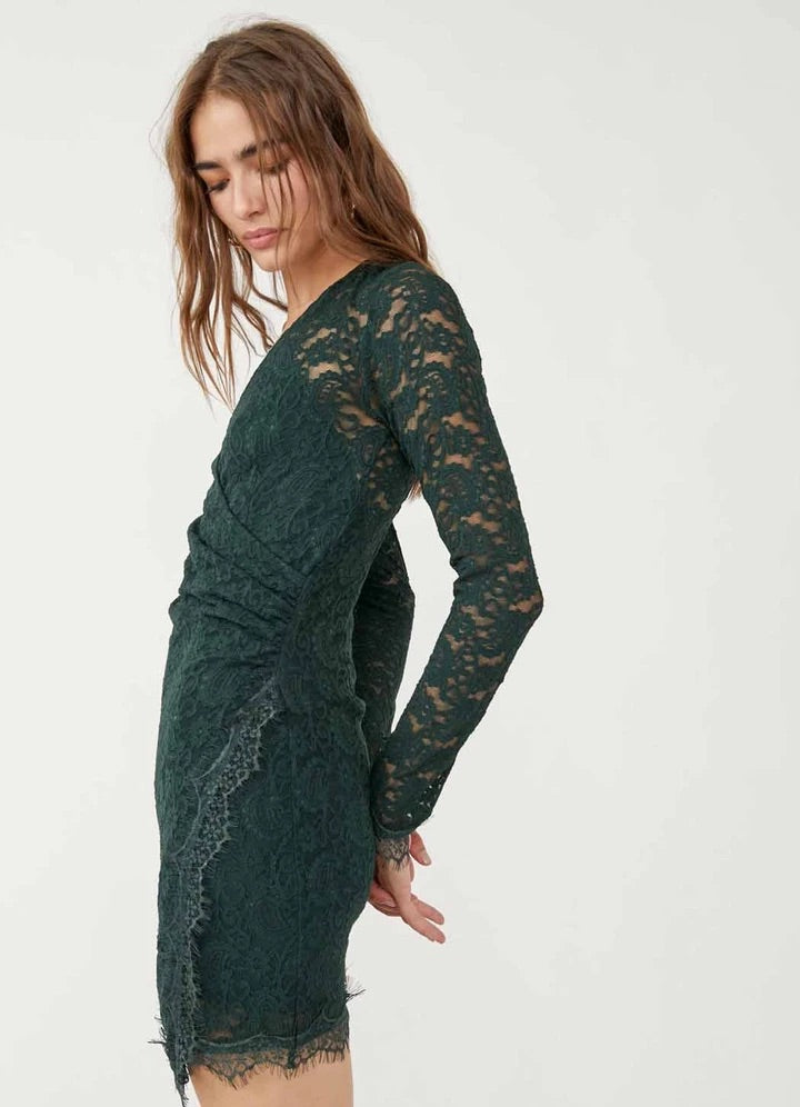 FREE PEOPLE Lace PEARL Mini Wrap Dress