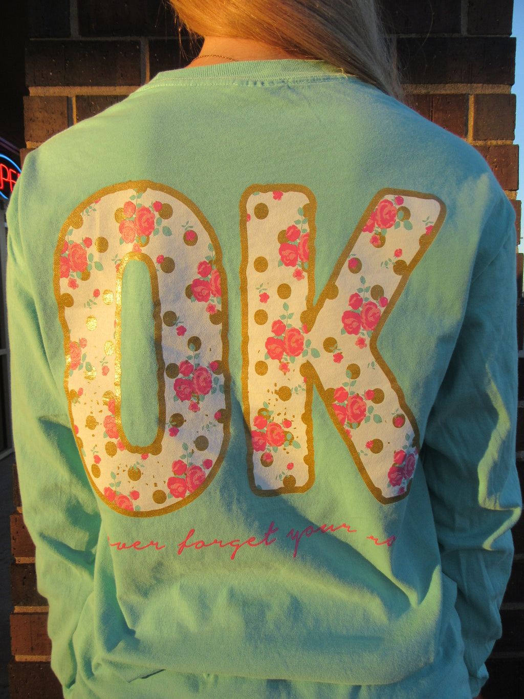 Floral OK Roots Comfort Colors Tee Top