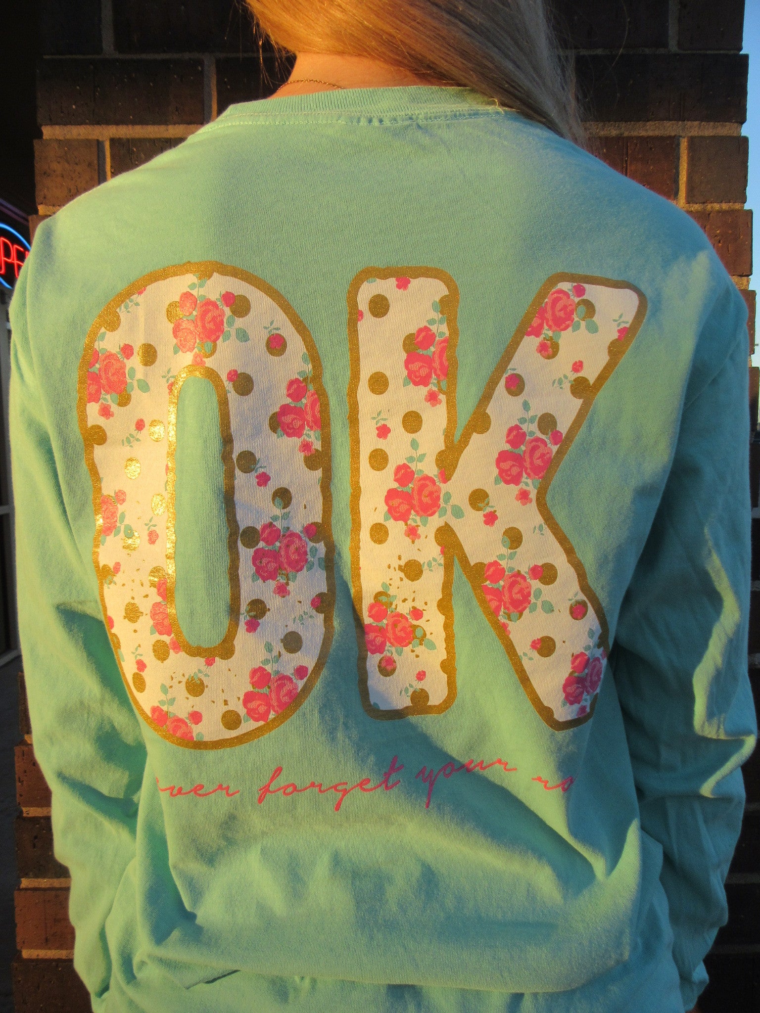 Floral OK Roots Comfort Colors Tee Top