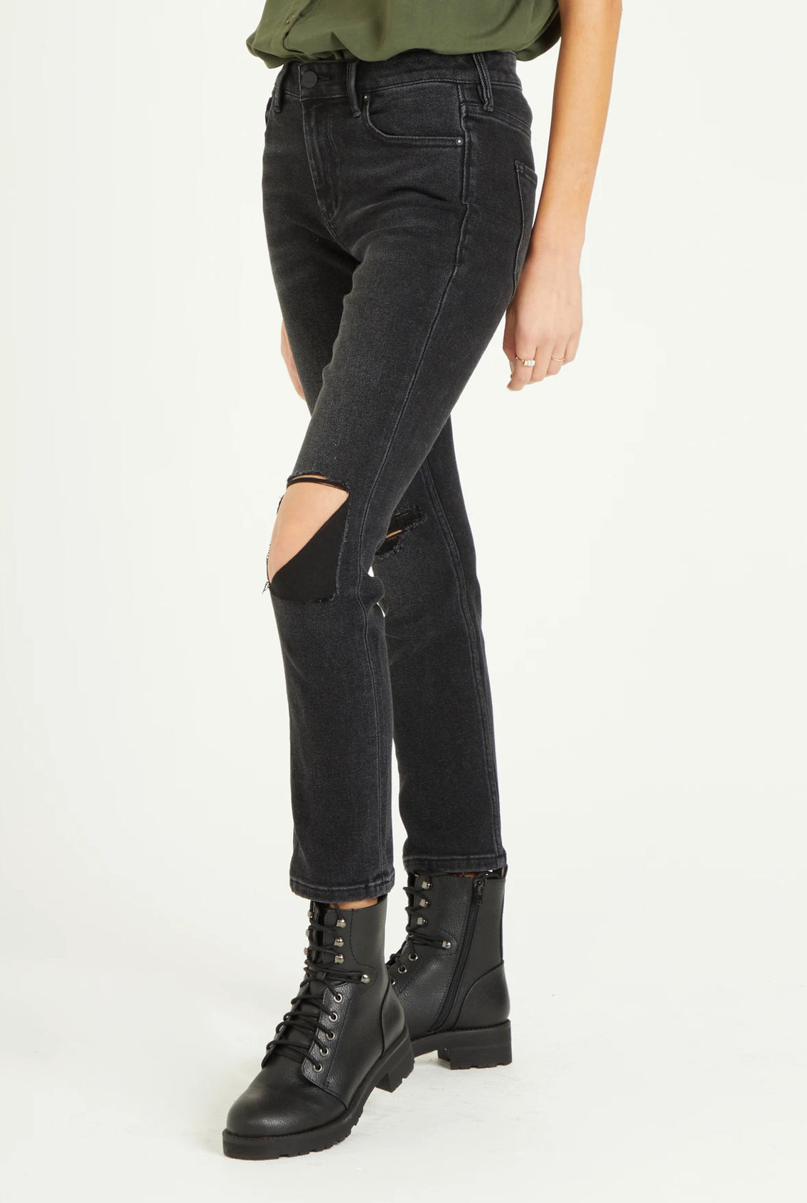 DEAR JOHN HiRise AIDEN Distressed Girlfriend Jeans