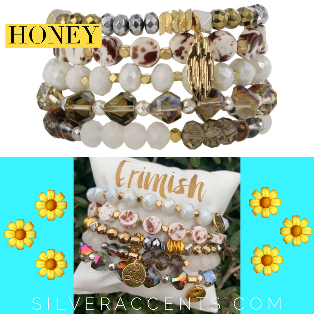 ERIMISH 5pc Beaded HONEY Bracelet Set