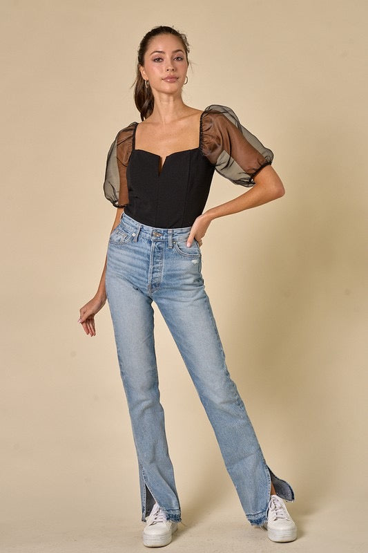 DANICA Organza PuffSleeve Bodysuit