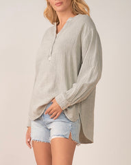 ELAN Gauze TAYLOR Henley Top