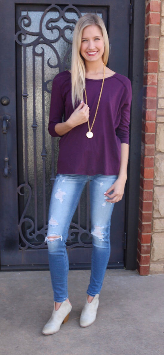 BOBI Eggplant MARVEL Open X-Back Lightweight Jersey Top