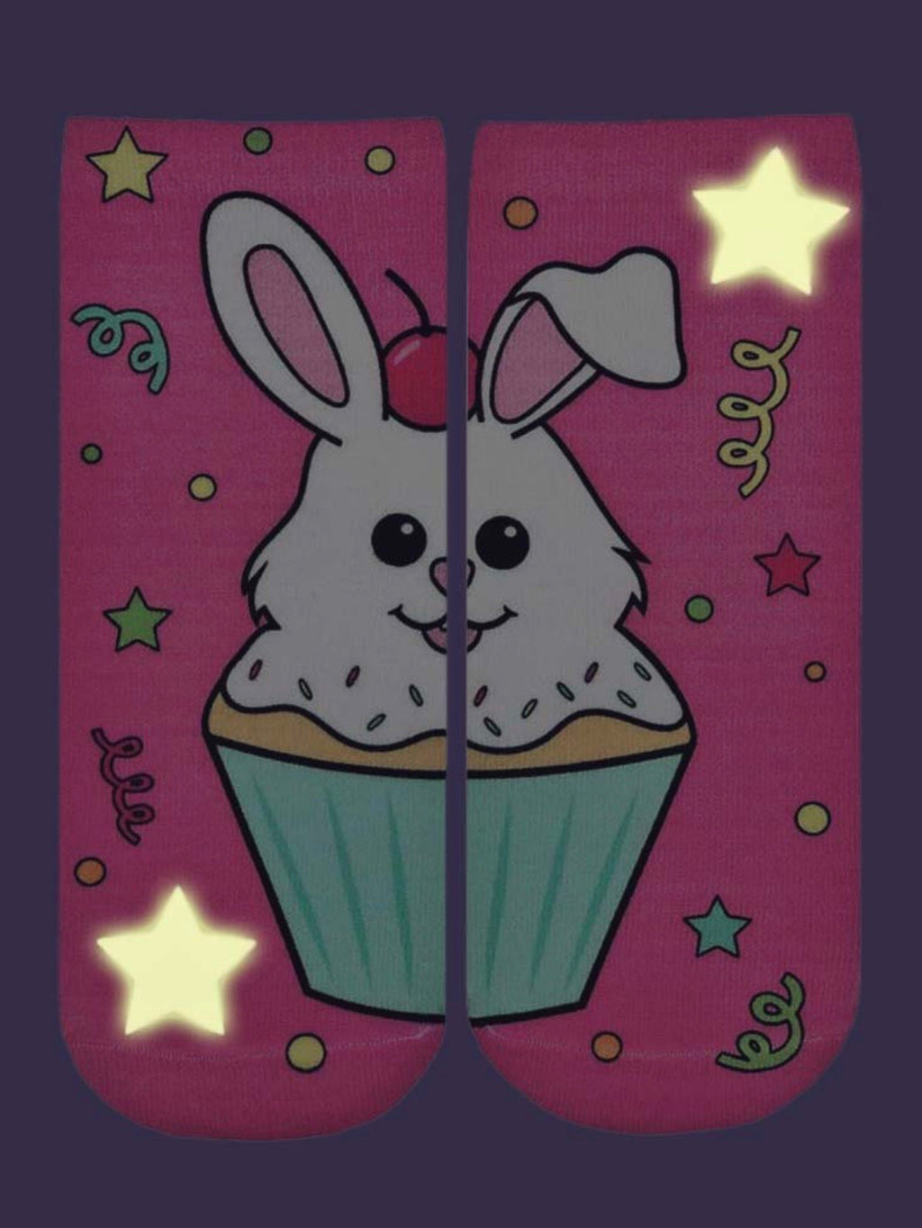 LIVING ROYAL Glo-In-the-Dark CUPCAKE BUNNY Ankle Socks