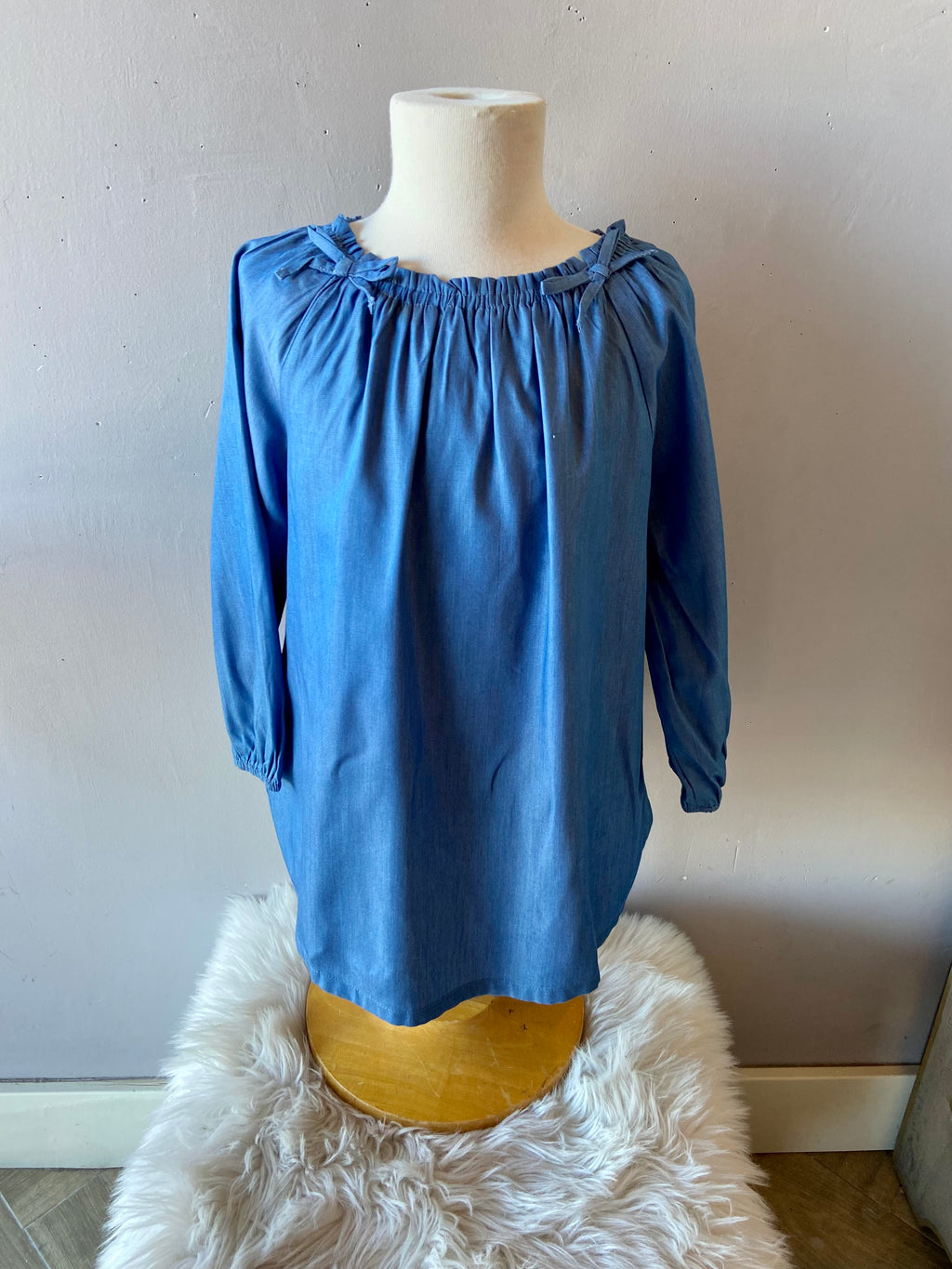 AARON & AMBER Chambray SASSY OffSholder Top