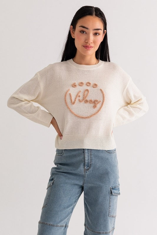 GOOD VIBES Tinsel CrewNeck Knit Top