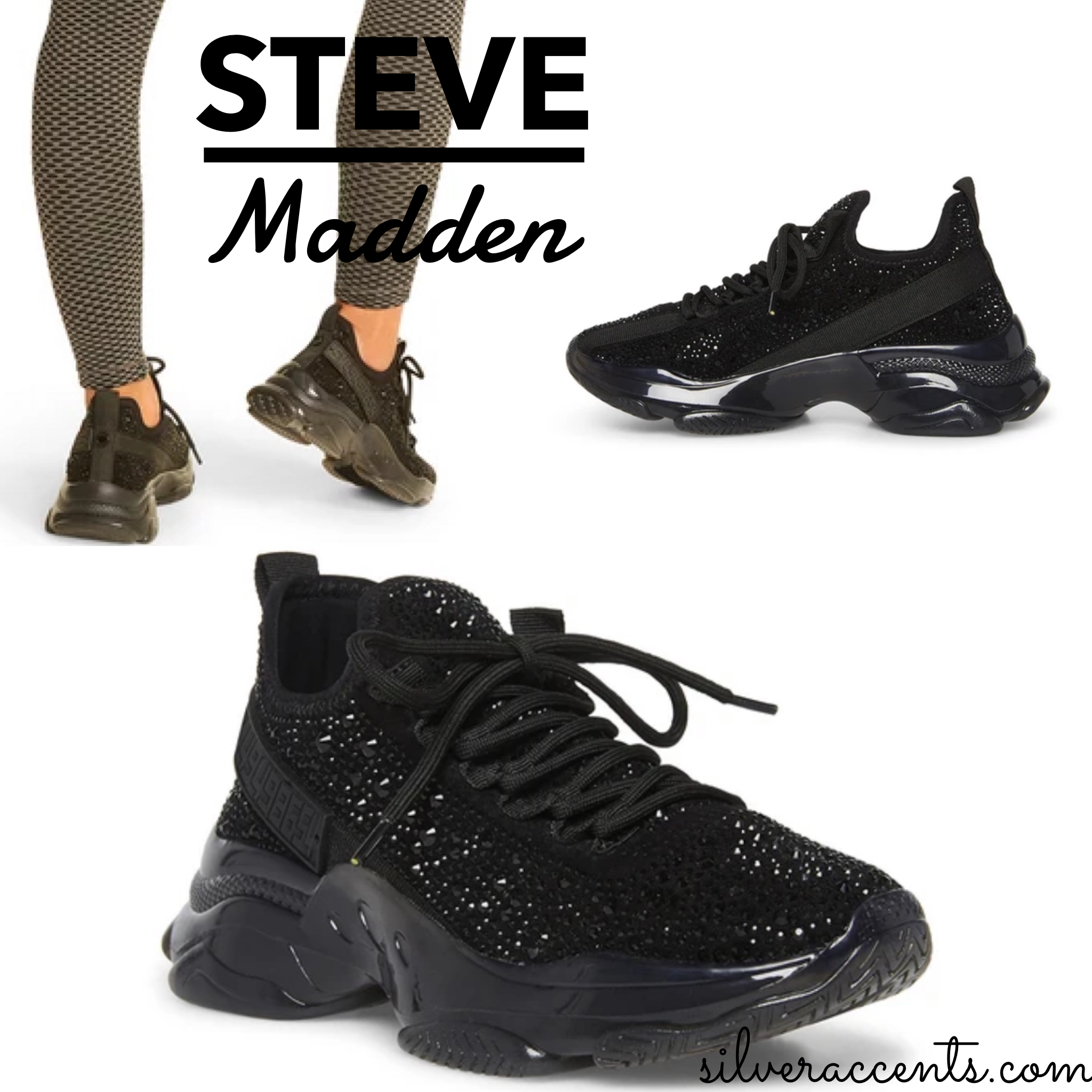 STEVE MADDEN Rhinestone MAXIMA-R Sneakers