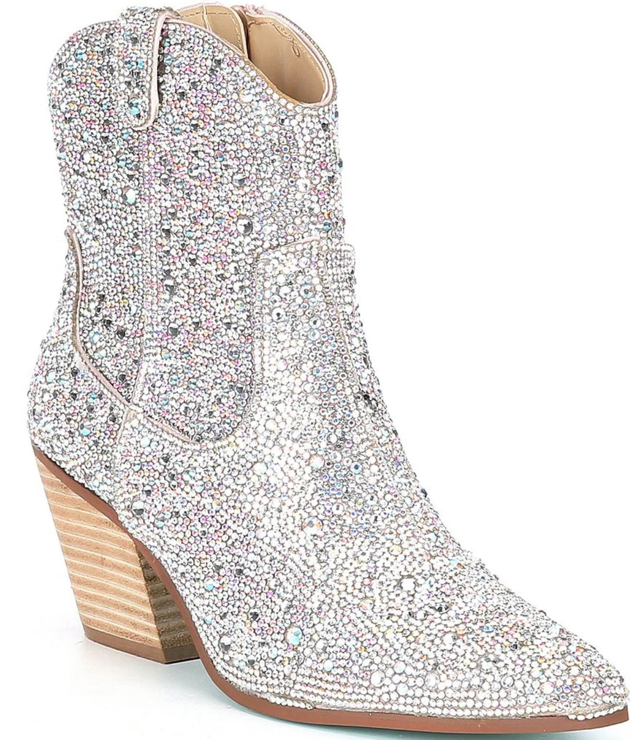 BETSEY JOHNSON Blue DIVA Rhinestone Embellished Western Bootie