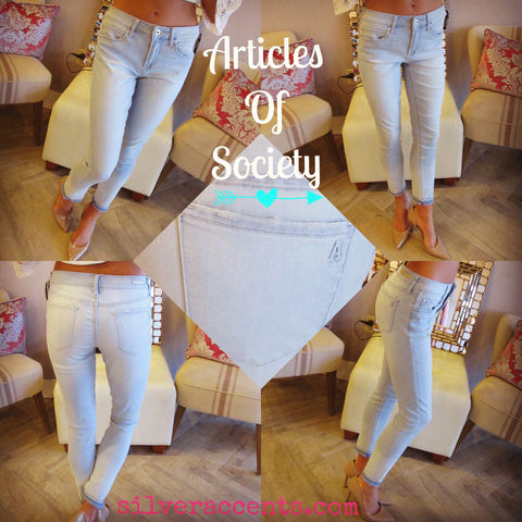 *ARTICLES OF SOCIETY Frayhem TOPAZ BLUE Carly Ankle Crop Skinny Jean