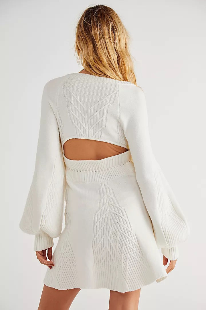 FREE PEOPLE BlousonSleeve EMMALINE Mini Sweater Dress