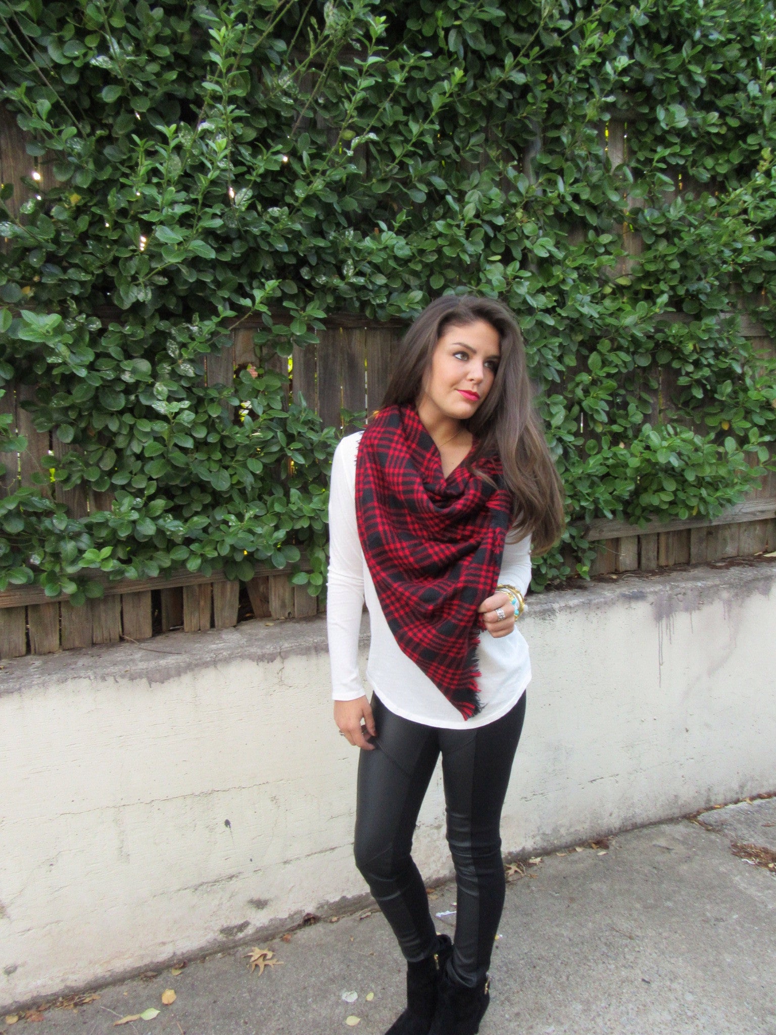 KATE Plaid Blanket Fringe Scarf