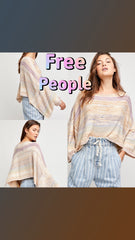 FREE PEOPLE Stripe SATURN Poncho Sweater Top