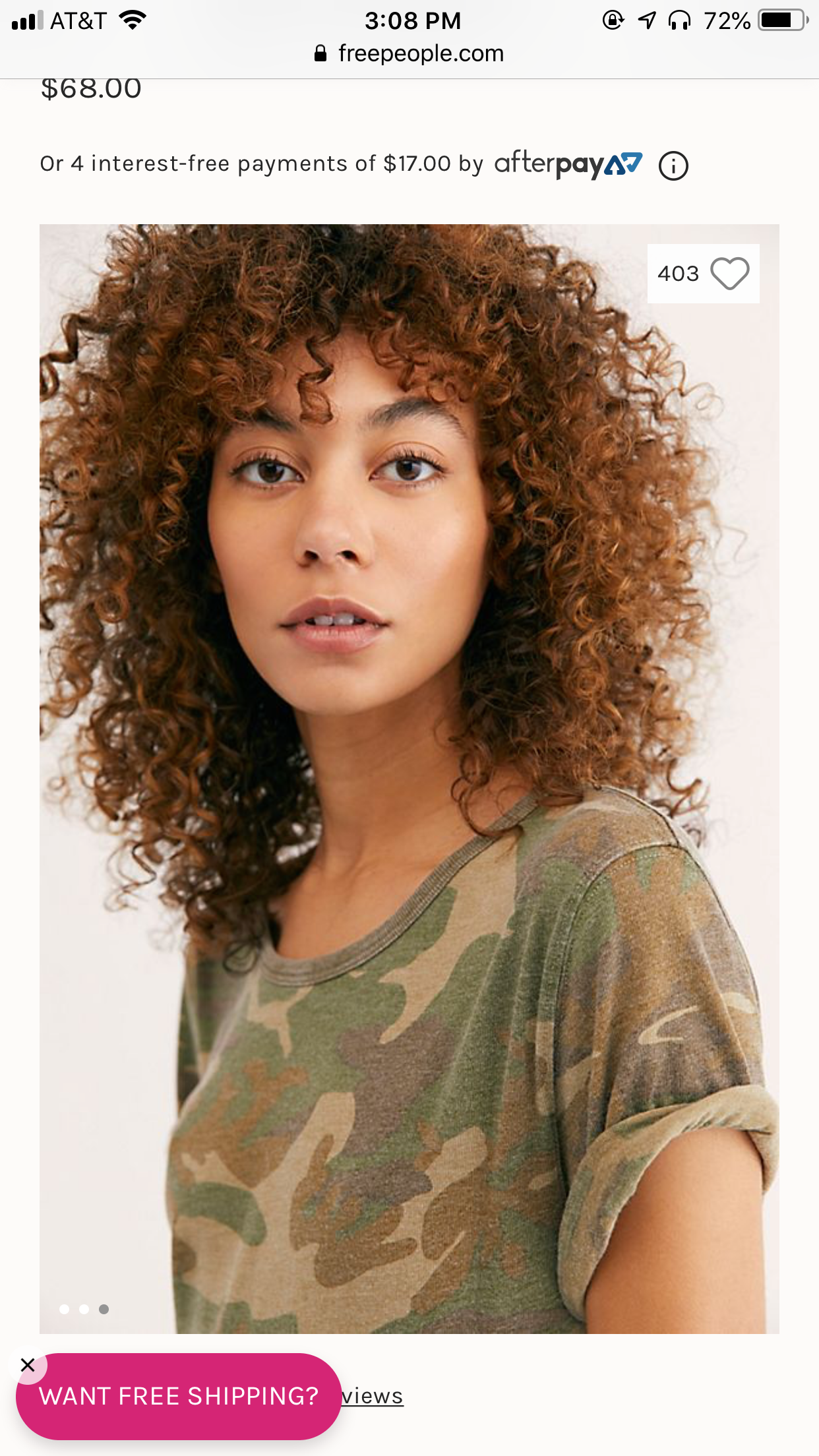 FREE PEOPLE Print TOURIST CrewNeck Tee Top