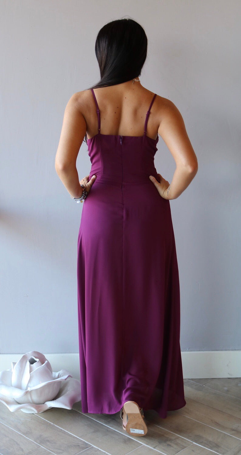 *ASPIRE Twist Front V-Neck Chiffon Maxi Dress