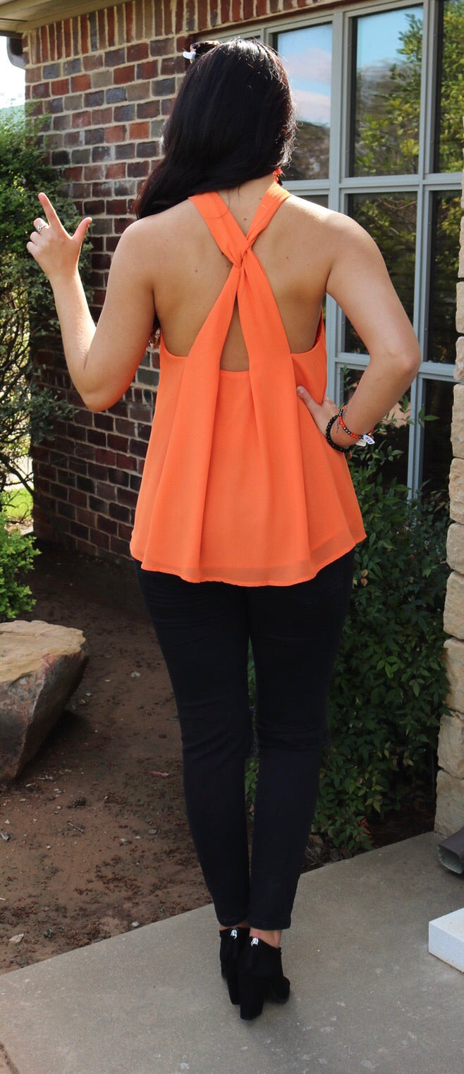 VENGEANCE HiNeck Halter TwistBack Chiffon Top