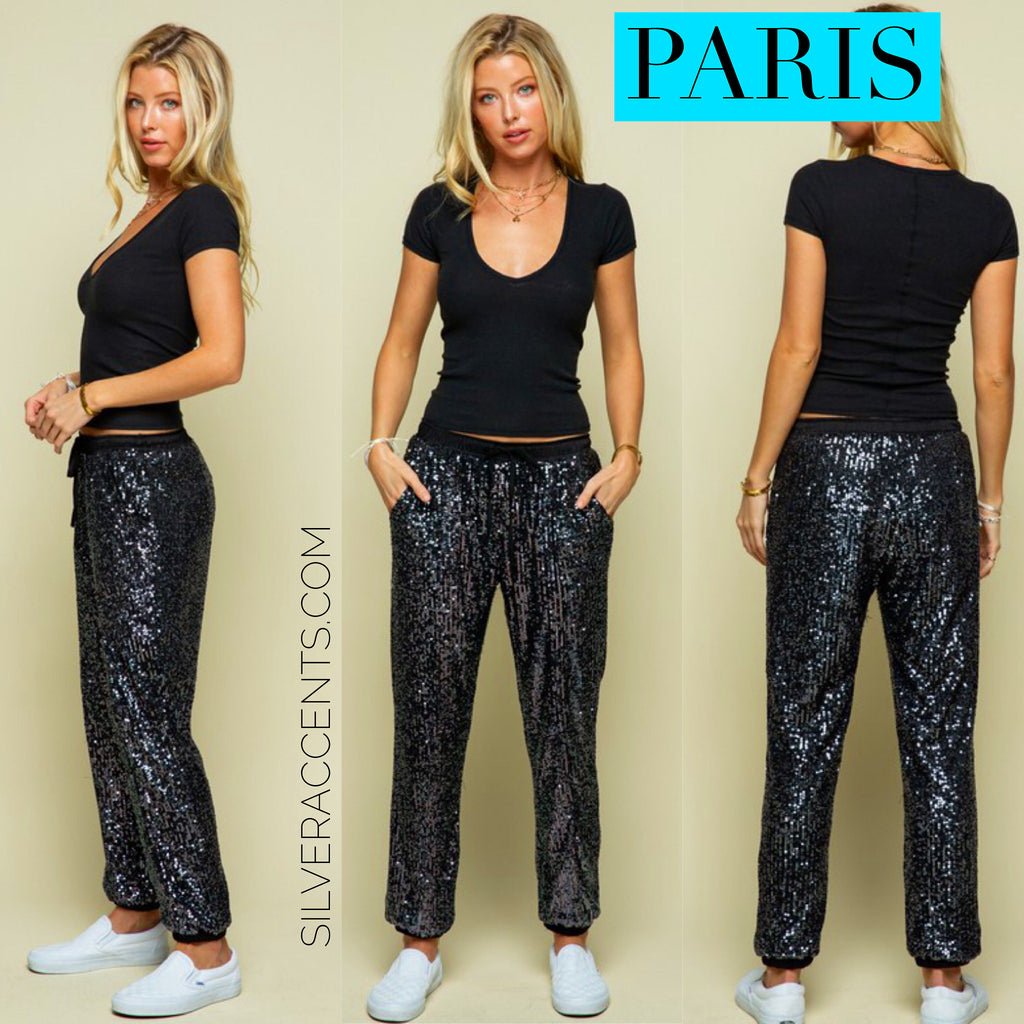 PARIS Sequin Jogger Pants