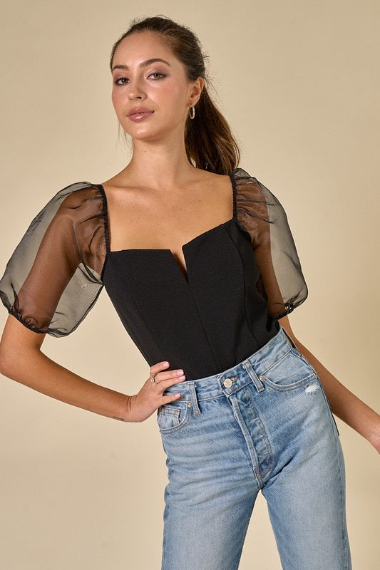 DANICA Organza PuffSleeve Bodysuit