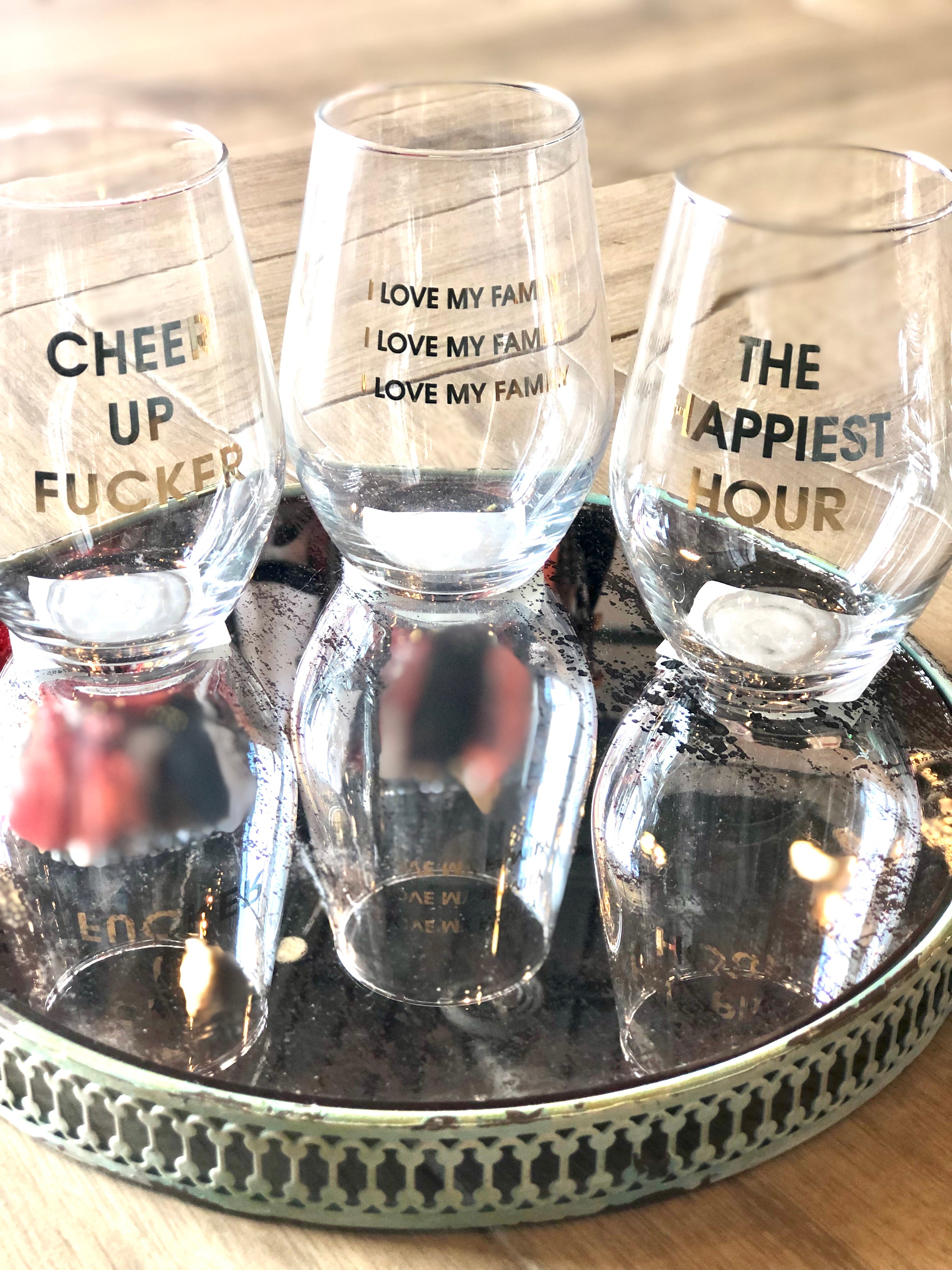 CG Graphic Foil Logo Stemless Wine Glass