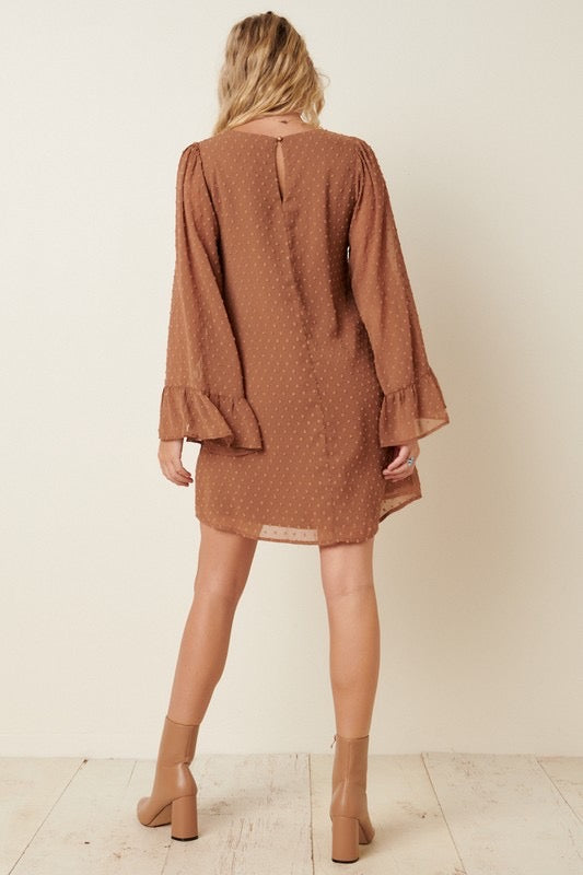 *SwissDot FINITE Ruffle Sleeve Dress