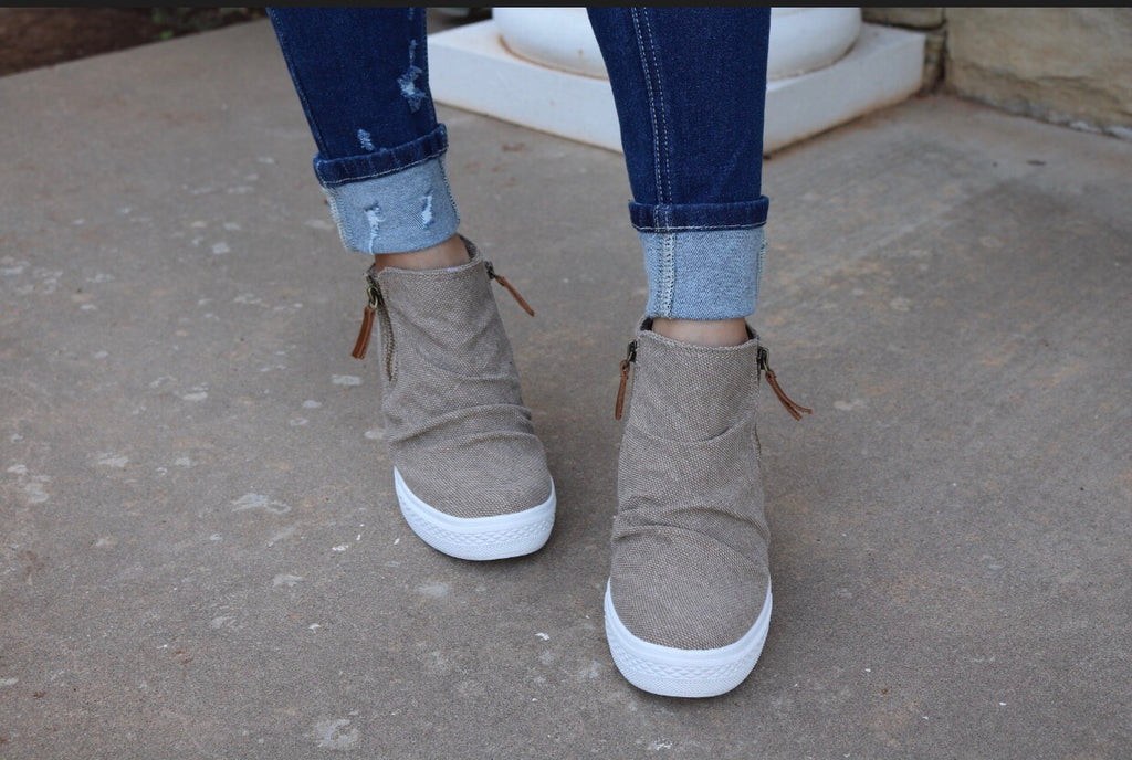NOT RATED Sand ARABELLE Linen Wedge Sneaker