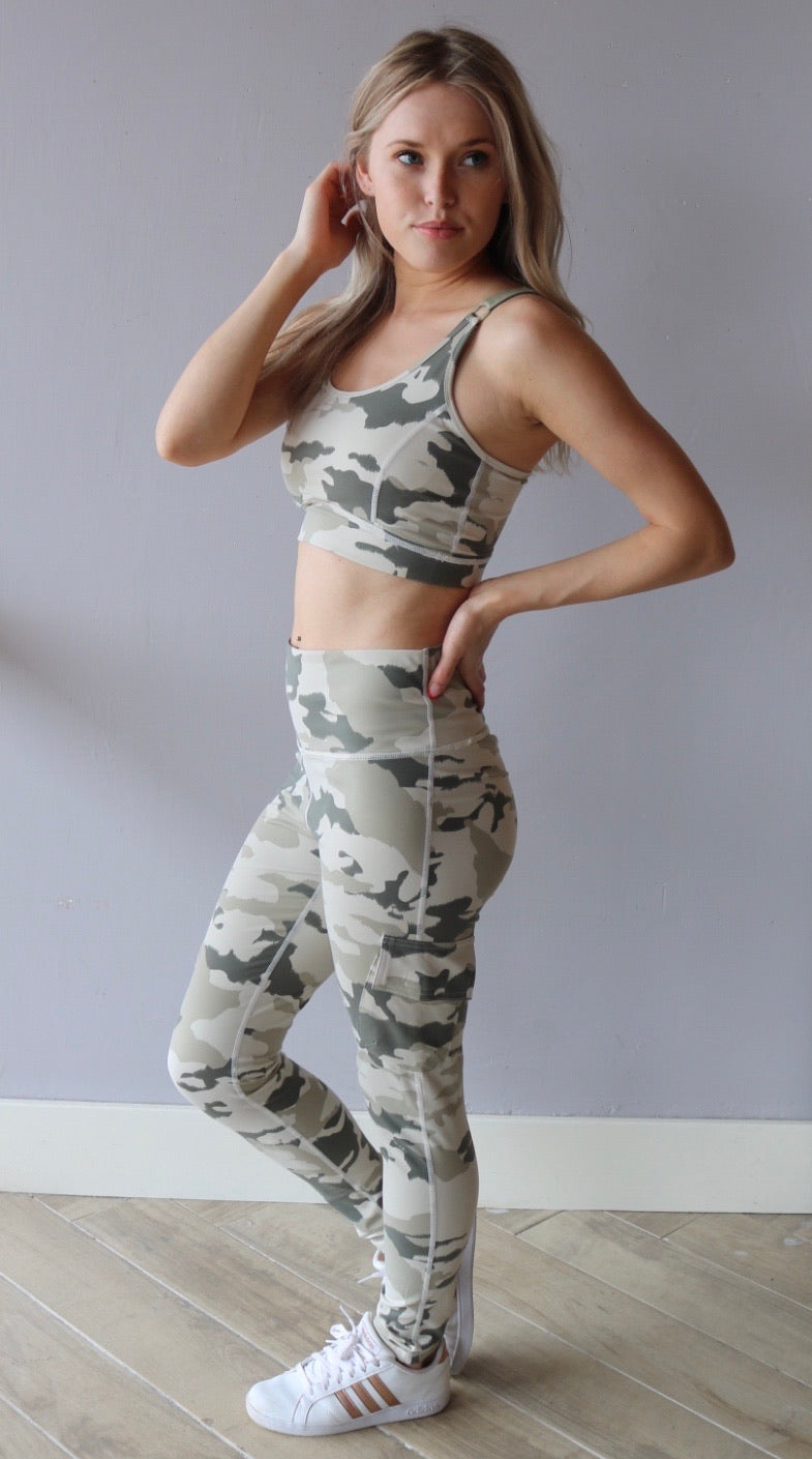 MONO B Lt Camo GRENADE CutOut Back Sports Bra