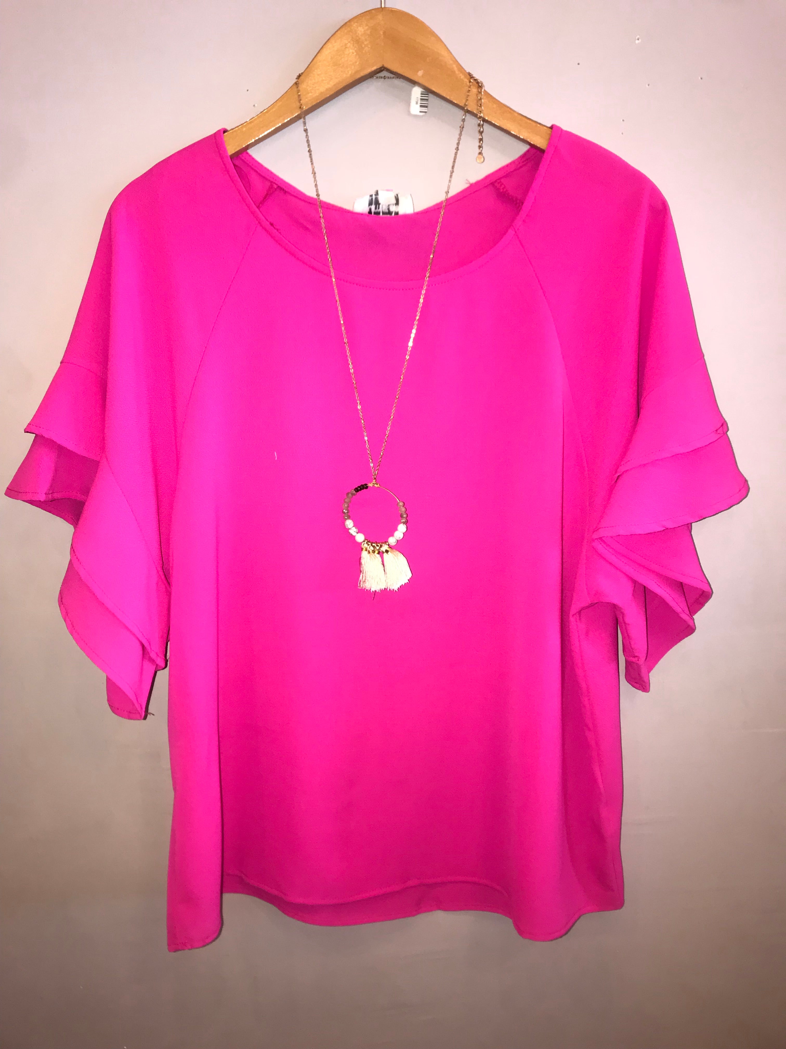 ANGELIC Layered RuffleSleeve ScoopNeck Top