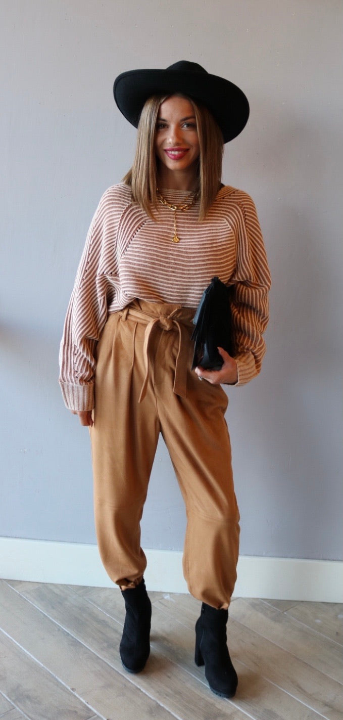 FREE PEOPLE VeganSuede NIGHTFALL PaperBag TieWaist Pant