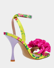 BETSEY JOHNSON Vibrant Floral Print ELMIRA Heel With Ruffle~Toe Strap